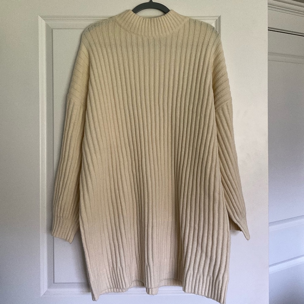 Nasty Gal Off-White Sweater Dress, Size Medium